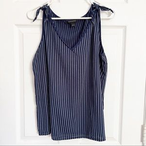 Banana Republic | Stripped Sleeveless V-Neck Tie Accent Shoulder